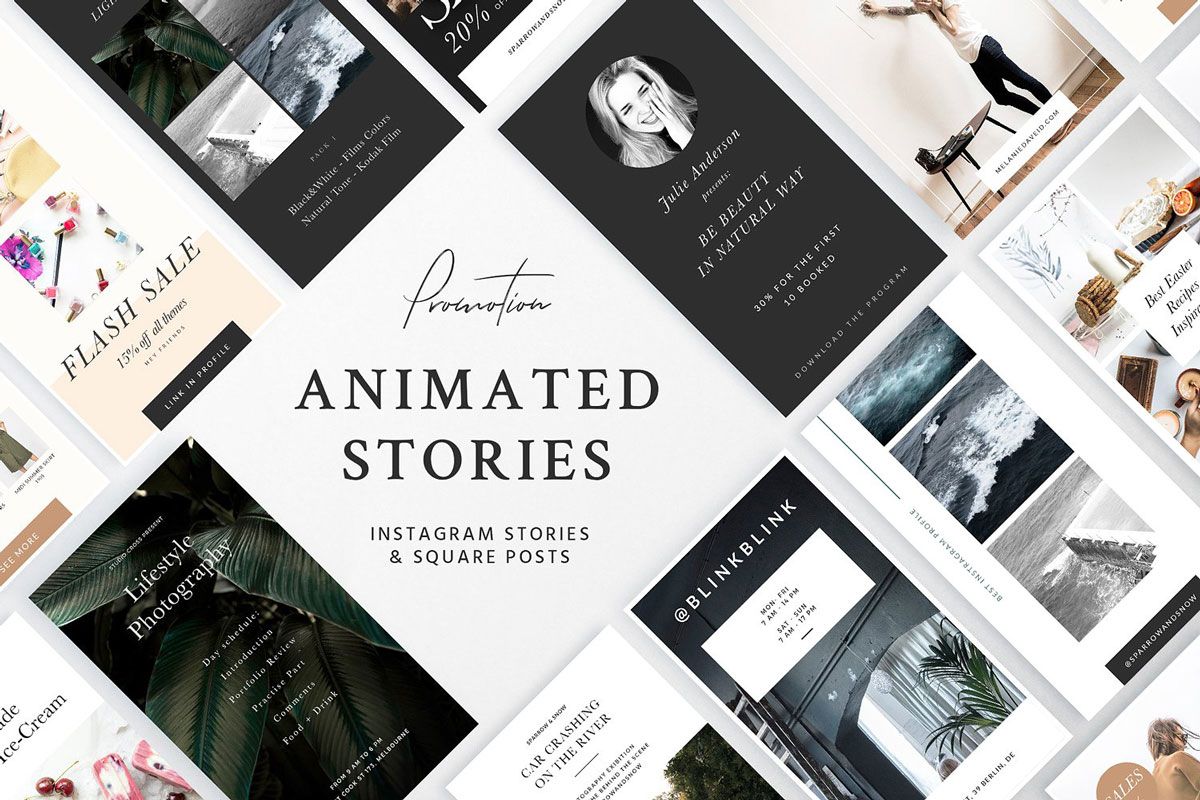 Clean and minimal Instagram Stories Social Kit cover featuring easy-to-use templates for Instagram posts and stories.