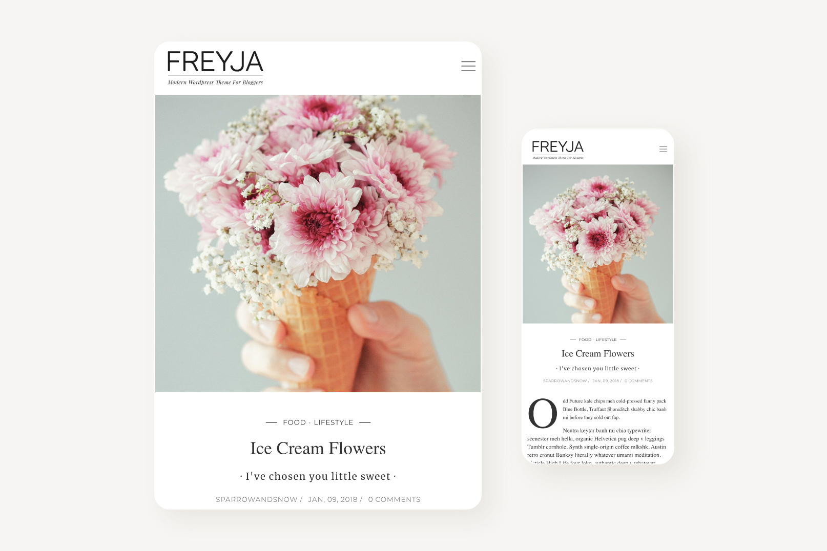 Freyja WordPress Theme Optimal viewing experience on all devices