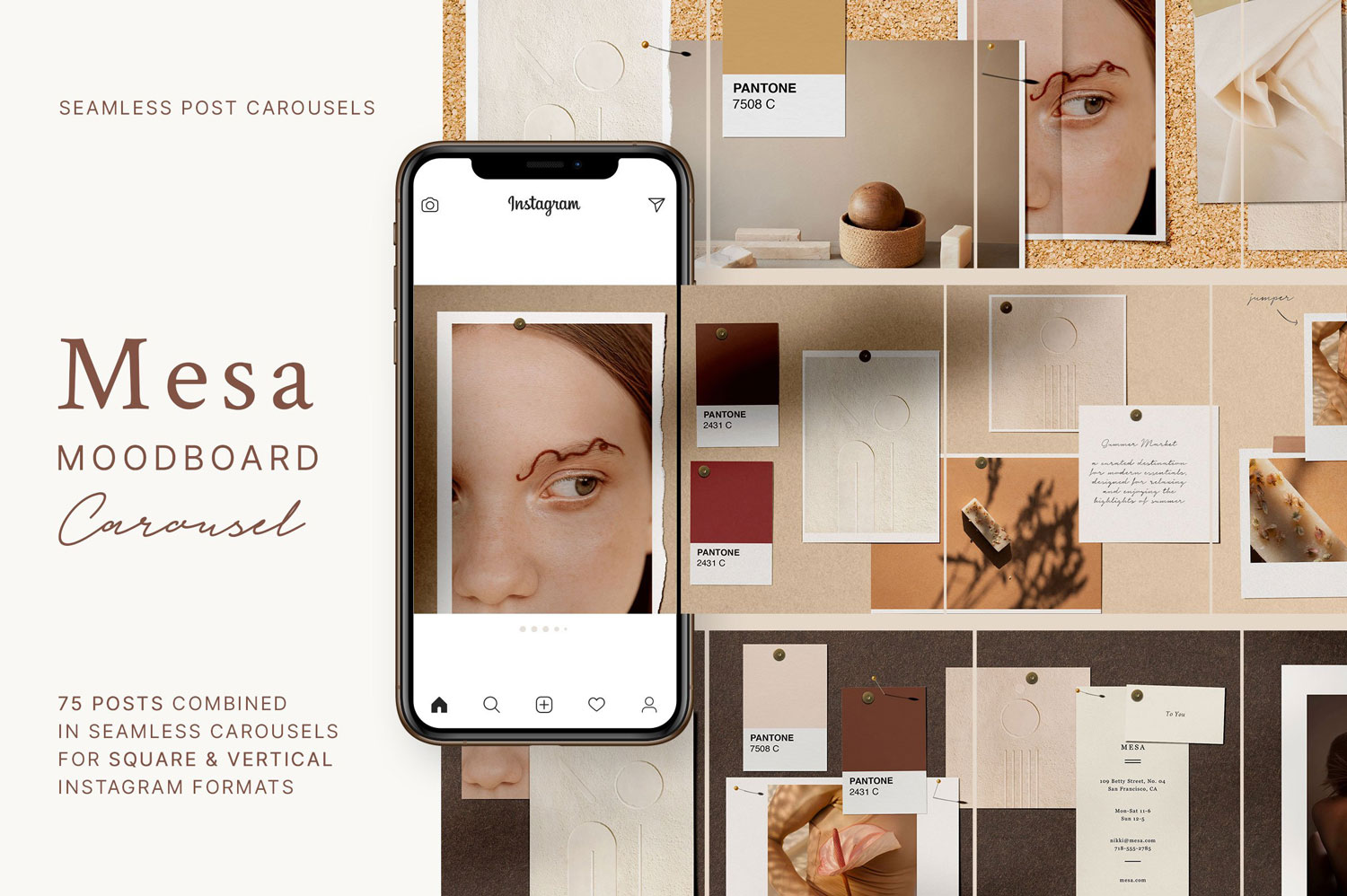 Cover image for Mesa Moodboard Instagram Carousel featuring 75 posts and stories