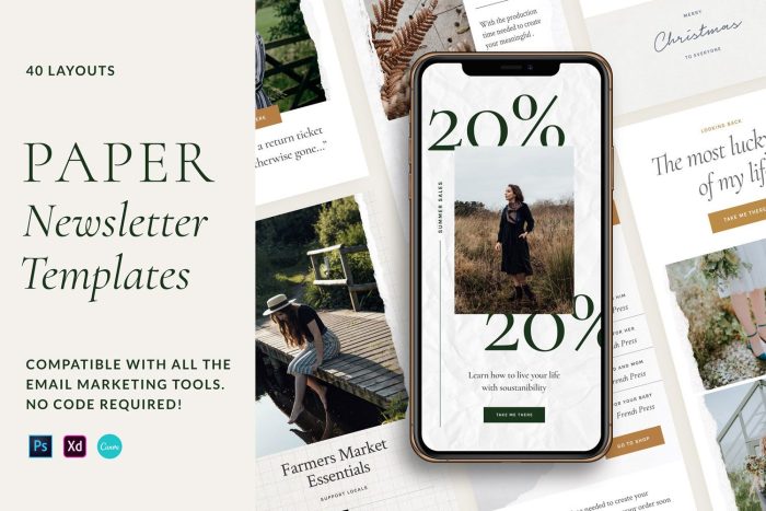 Cover image for 40 Layout Paper Newsletter Template showcasing a versatile collection of newsletter layouts suitable for all image-based mail tools