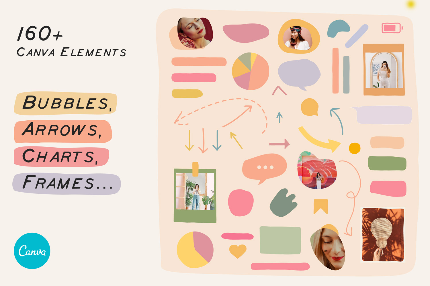 Bubbles Arrows Charts Frames: 160 SVG Elements