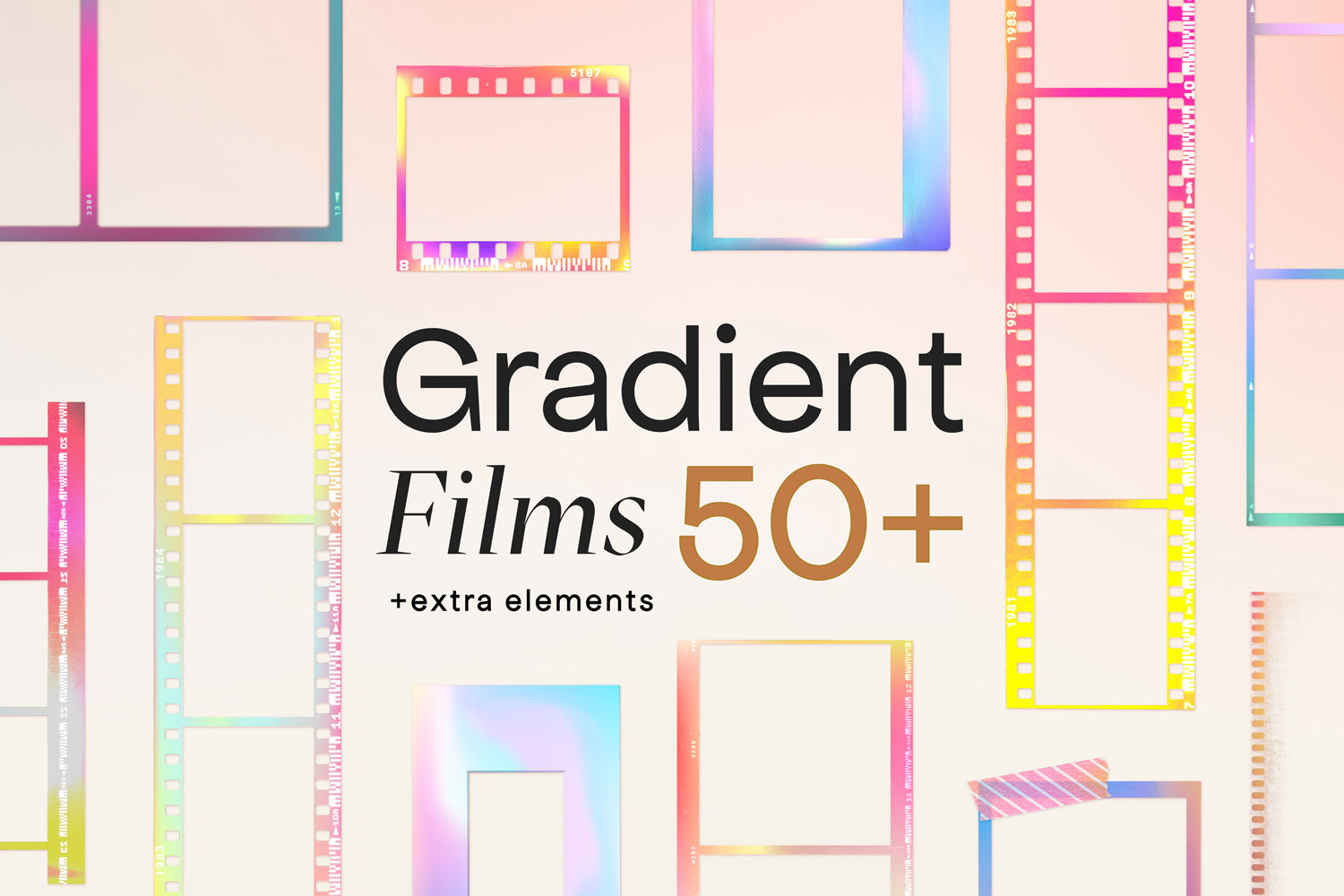 High-quality PNG Gradient Film Frames inspired by Pride, LGBTQ, and Pop Style