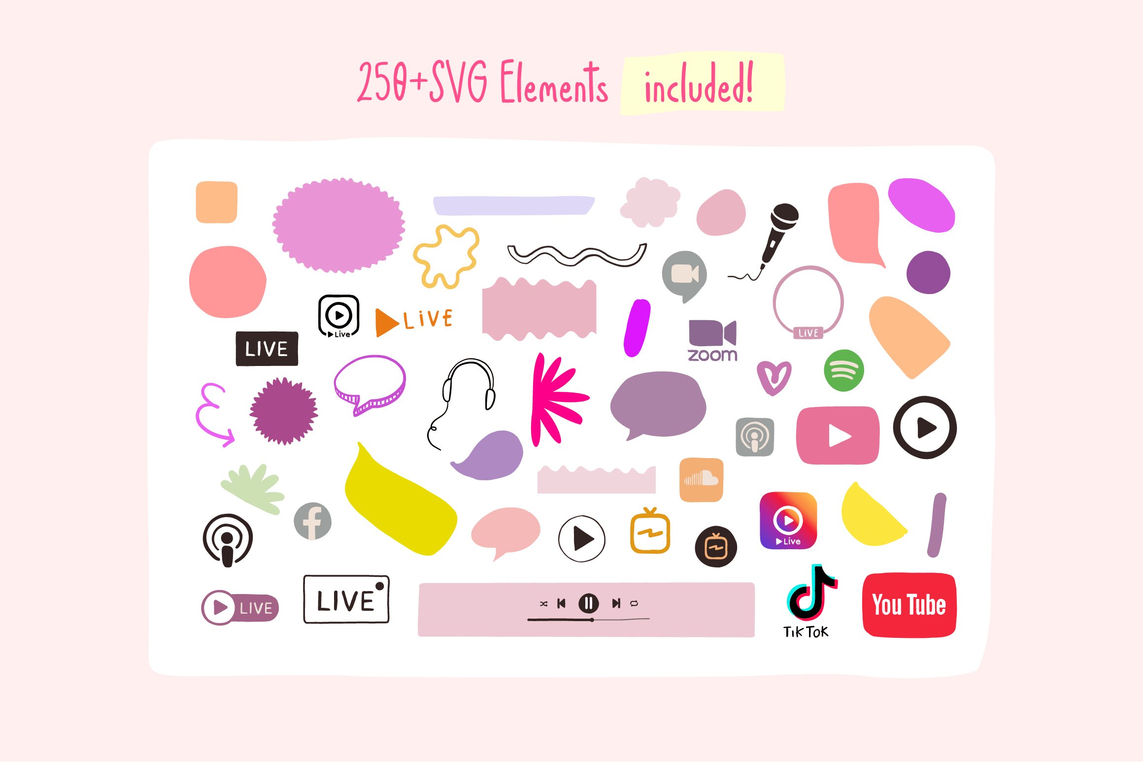 250 svg elements Podcast & Live Templates