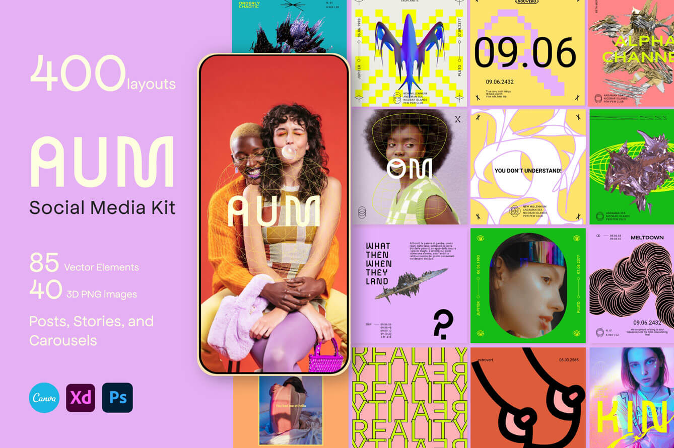 AUM Social Kit - 400 Layouts for Connection and Empowerment