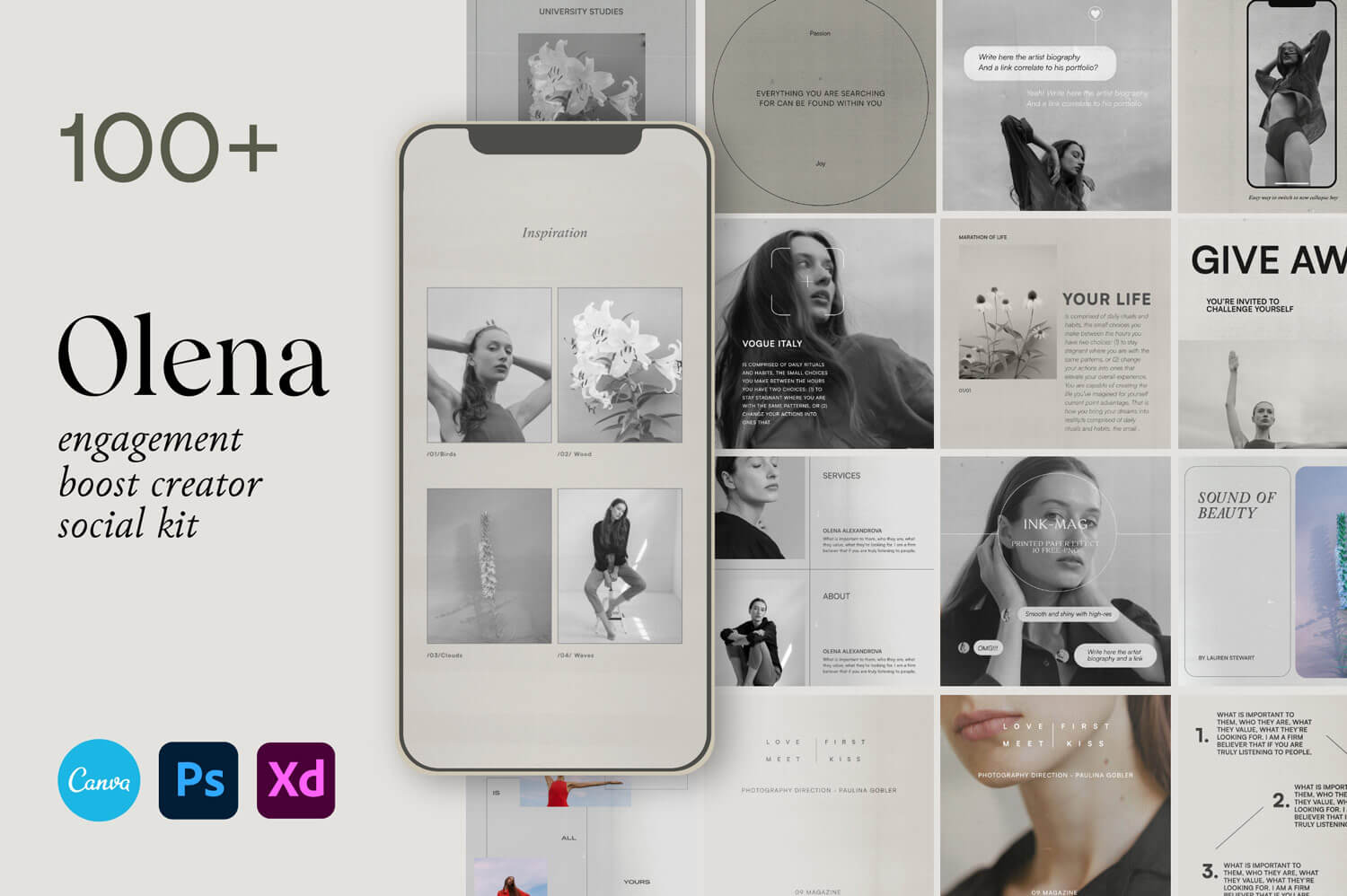 Olena Social Kit - Minimal and Architectural Layouts