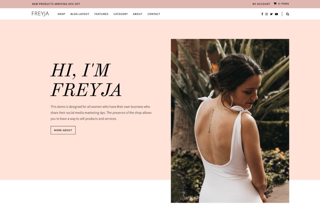 Freyja WordPress Theme Demo 2 for Female Entrepreneurs