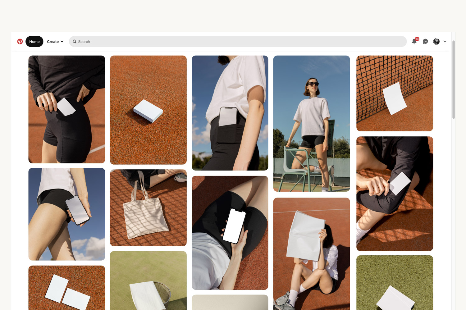 Tennis Mockup Collection: showcase your designs with realism on T-shirts, iPads, iPhones, newspapers, business cards, and tote bag.
